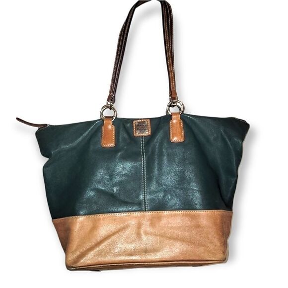 Dooney & Bourke Leather Satchel Hunter Green & Brown - Picture 1 of 11